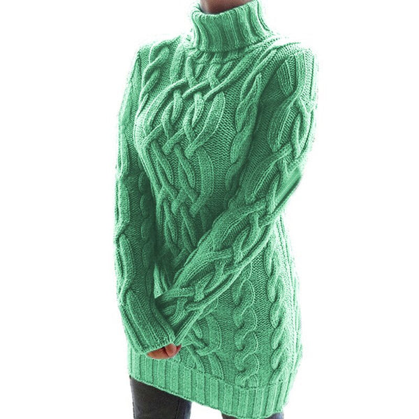 Bridget - Women's Cable Knit Turtleneck Tunic Sweater