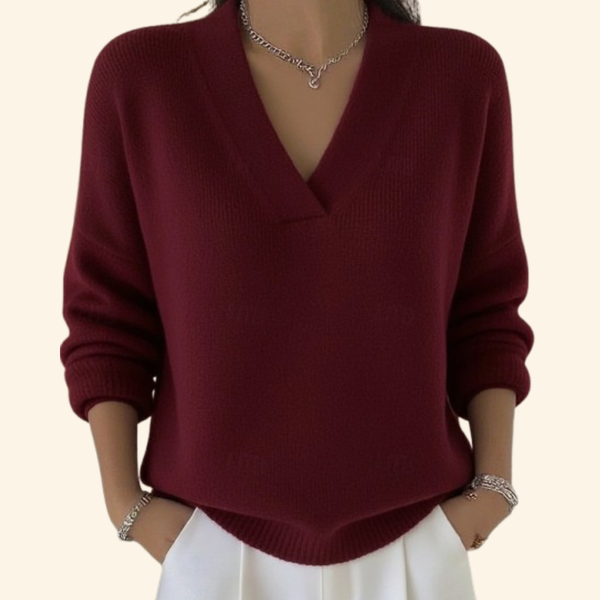 Adeline - Women's Oversized V Neck Sweater