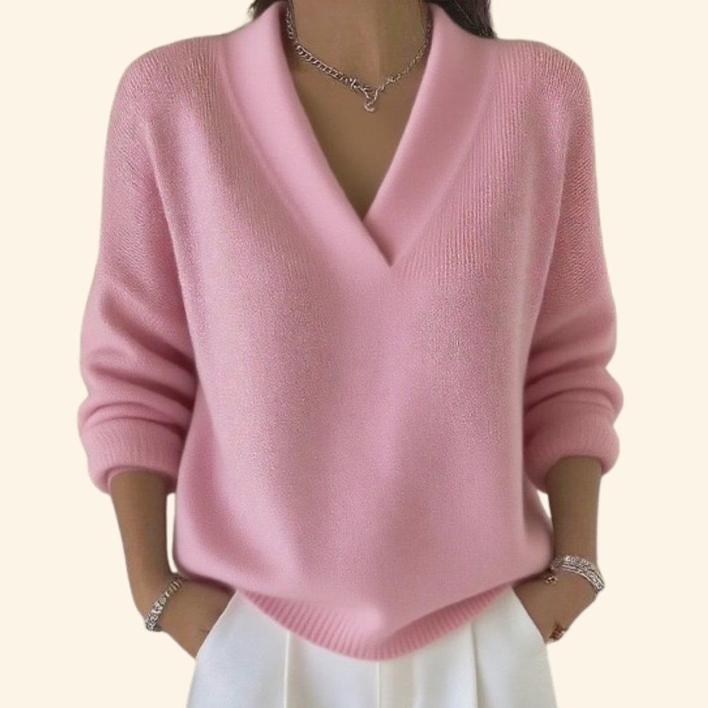 Adeline - Women's Oversized V Neck Sweater