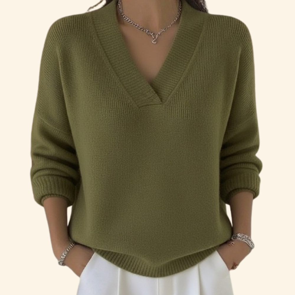 Adeline - Women's Oversized V Neck Sweater