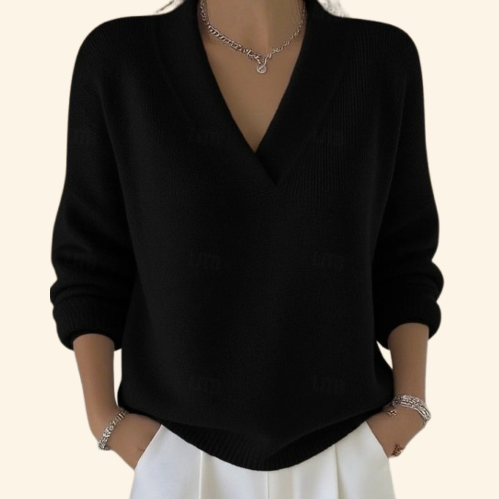 Adeline - Women's Oversized V Neck Sweater