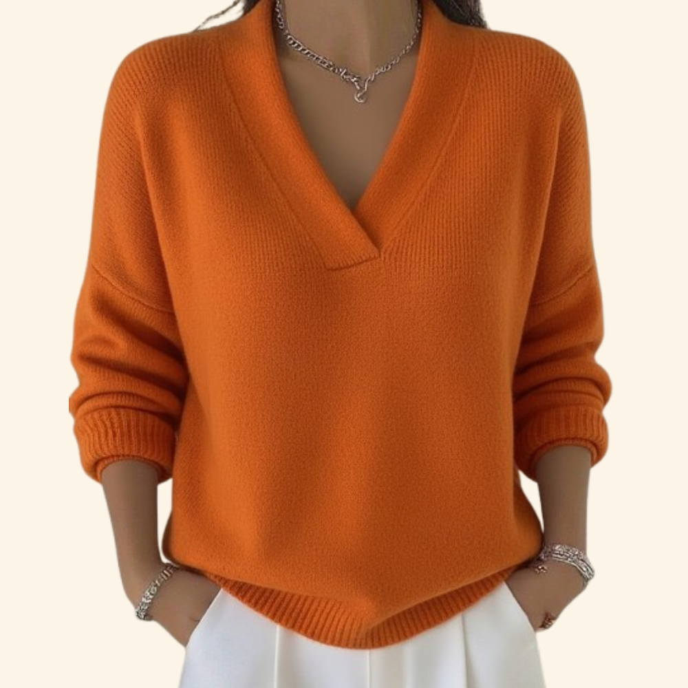 Adeline - Women's Oversized V Neck Sweater