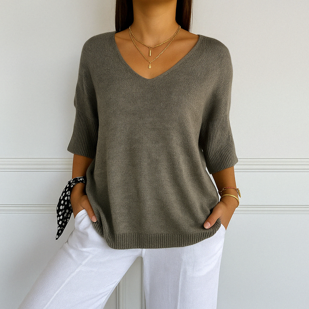 Astrid - Women's Color Block V Neck Sweater