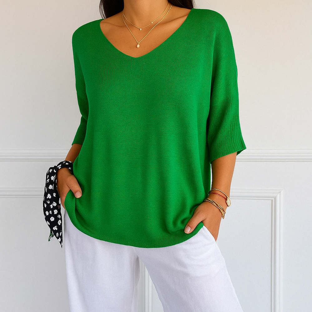 Astrid - Women's Color Block V Neck Sweater