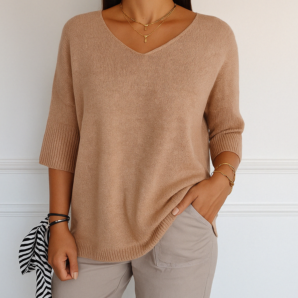 Astrid - Women's Color Block V Neck Sweater