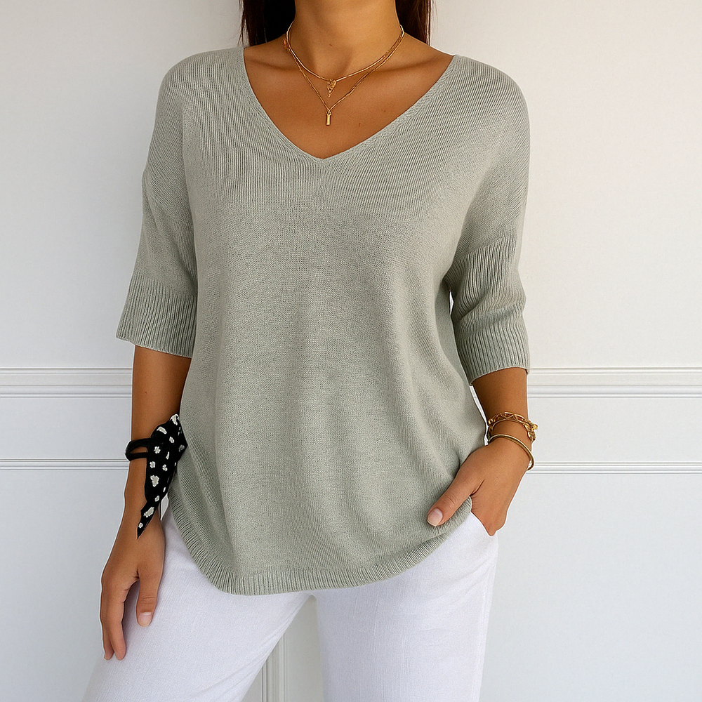 Astrid - Women's Color Block V Neck Sweater