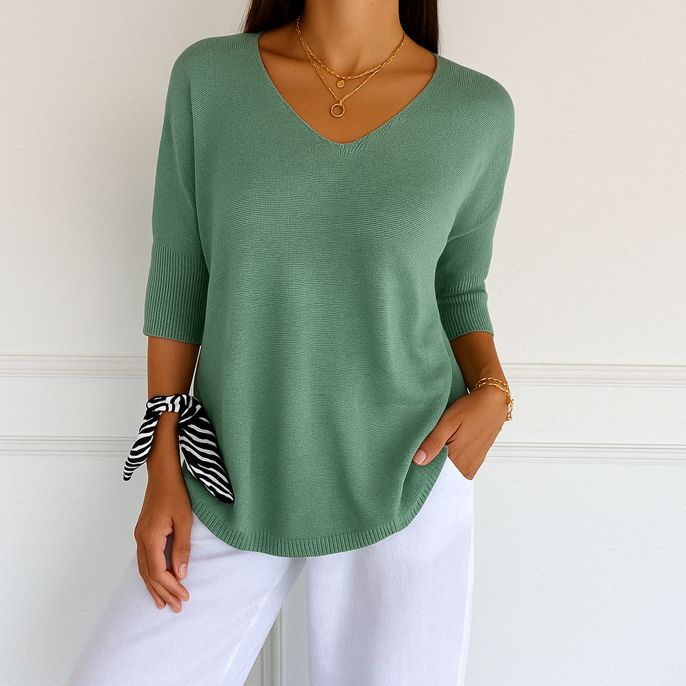 Astrid - Women's Color Block V Neck Sweater