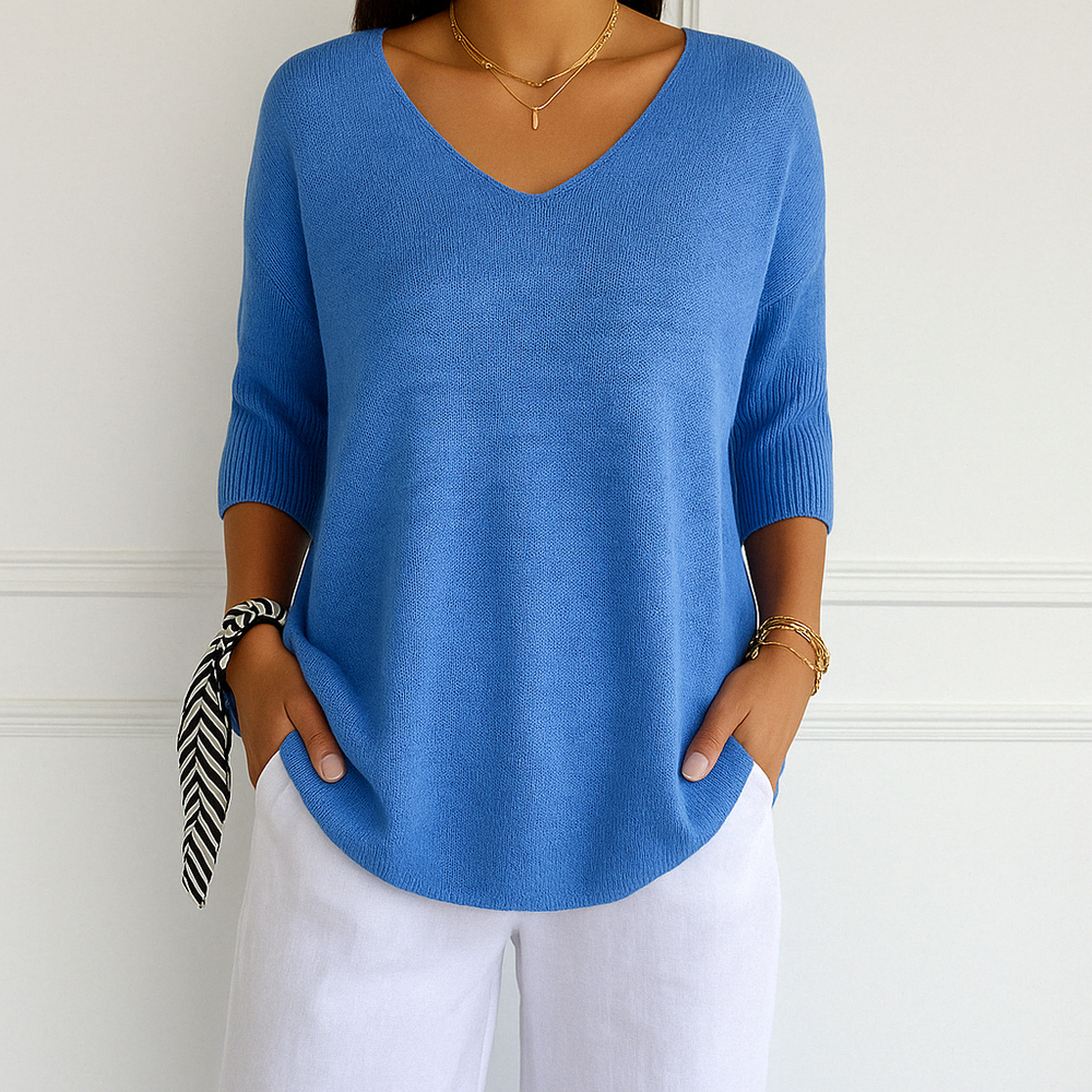 Astrid - Women's Color Block V Neck Sweater