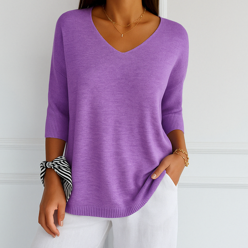 Astrid - Women's Color Block V Neck Sweater