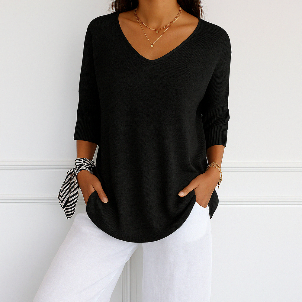 Astrid - Women's Color Block V Neck Sweater