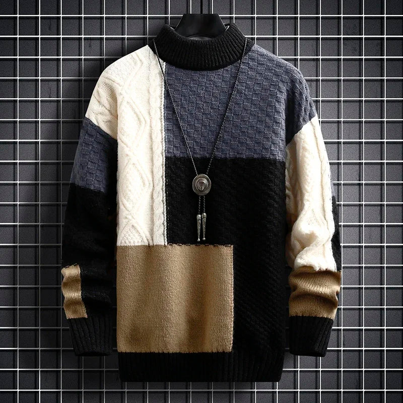 August - Men's Color Block Knit Sweater