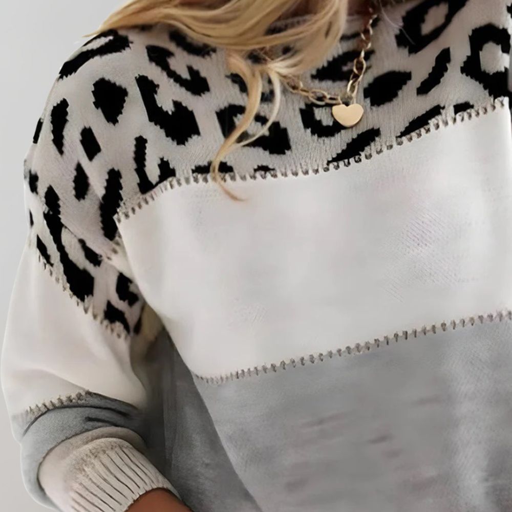 Aurelia - Women's Leopard Print Knit Sweater