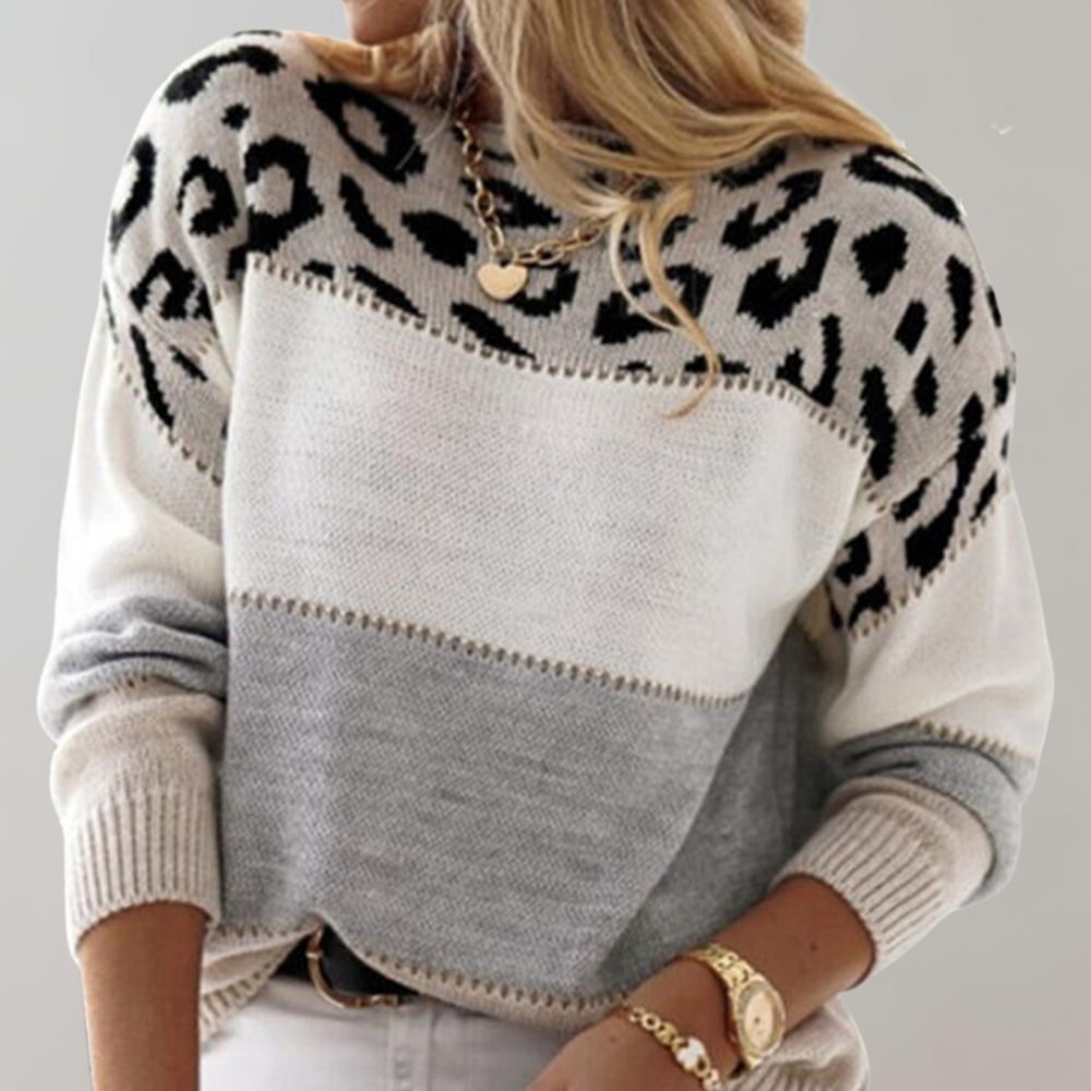 Aurelia - Women's Leopard Print Knit Sweater