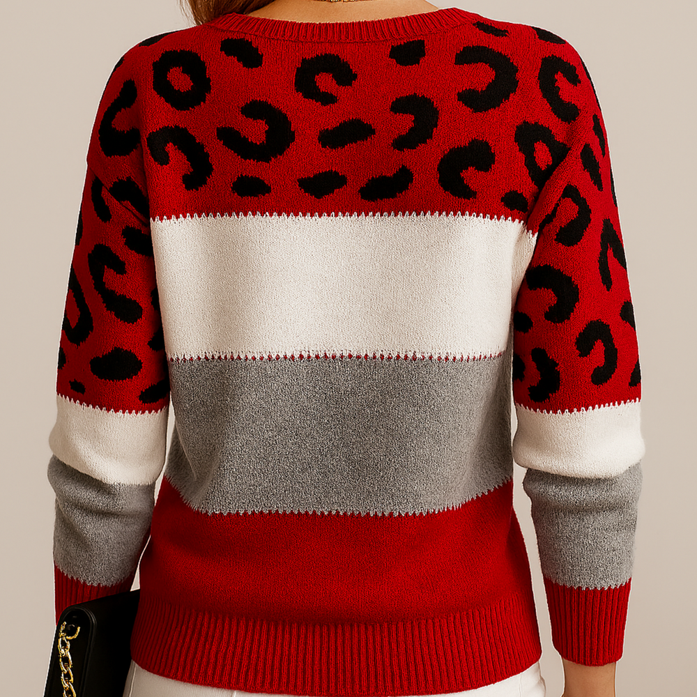 Aurelia - Women's Leopard Print Knit Sweater