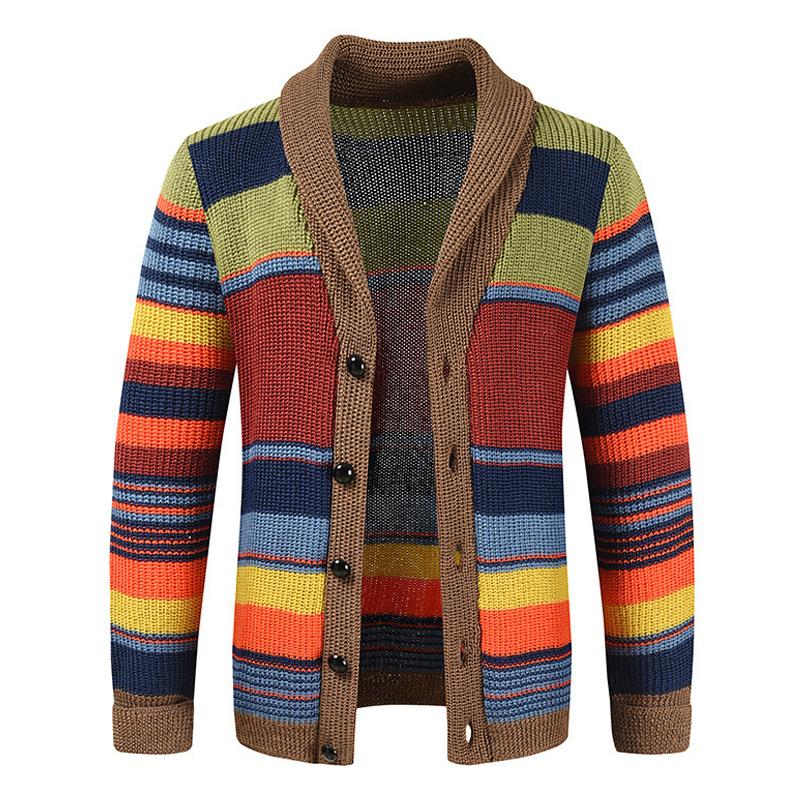 Bram - Men's Striped Knit Cardigan