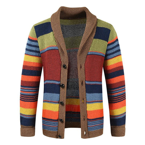 Bram - Men's Striped Knit Cardigan