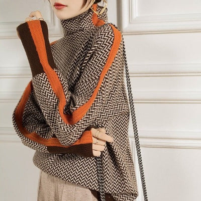 Calista | Women's Herringbone Turtleneck Sweater