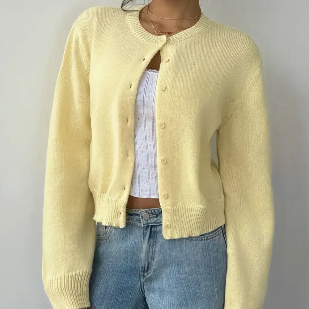 Cassia - Women's Cropped Button Up Cardigan