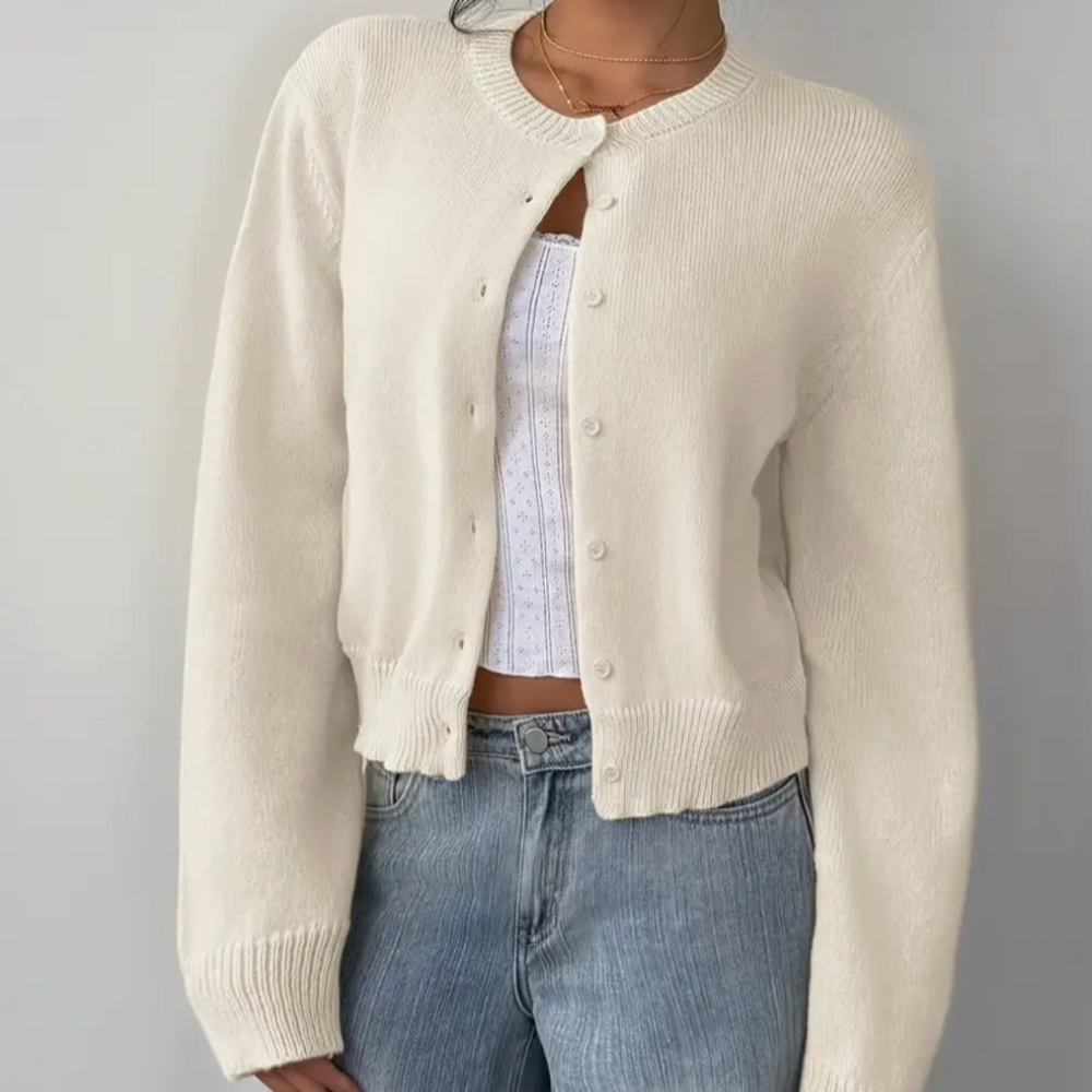 Cassia - Women's Cropped Button Up Cardigan