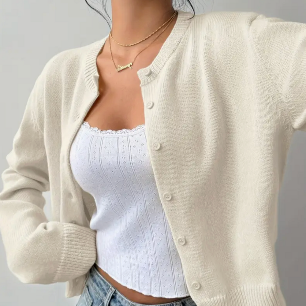 Cassia - Women's Cropped Button Up Cardigan