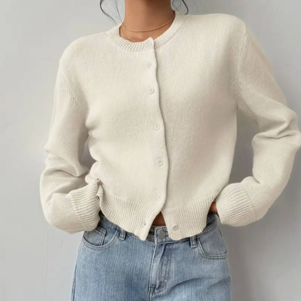 Cassia - Women's Cropped Button Up Cardigan