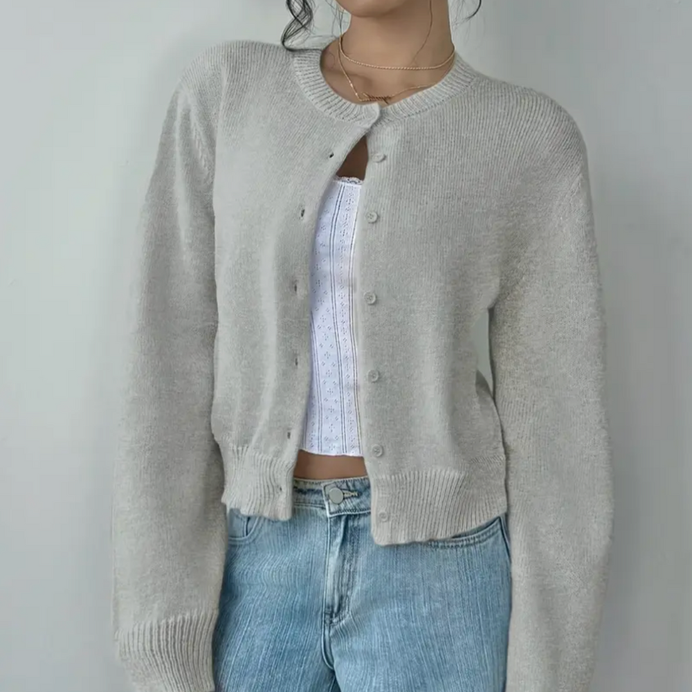 Cassia - Women's Cropped Button Up Cardigan