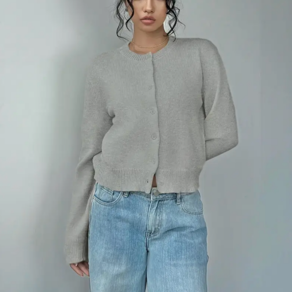 Cassia - Women's Cropped Button Up Cardigan
