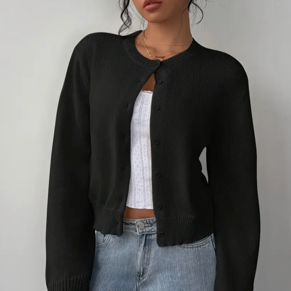 Cassia - Women's Cropped Button Up Cardigan