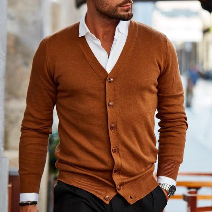Cedric - Men's V Neck Button Up Cardigan