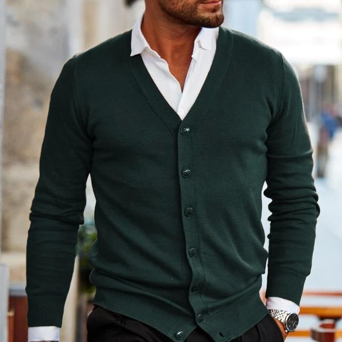 Cedric - Men's V Neck Button Up Cardigan