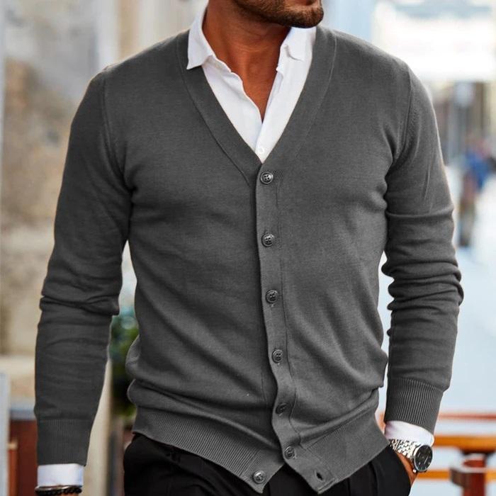 Cedric - Men's V Neck Button Up Cardigan
