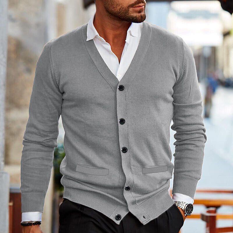 Cedric - Men's V Neck Button Up Cardigan