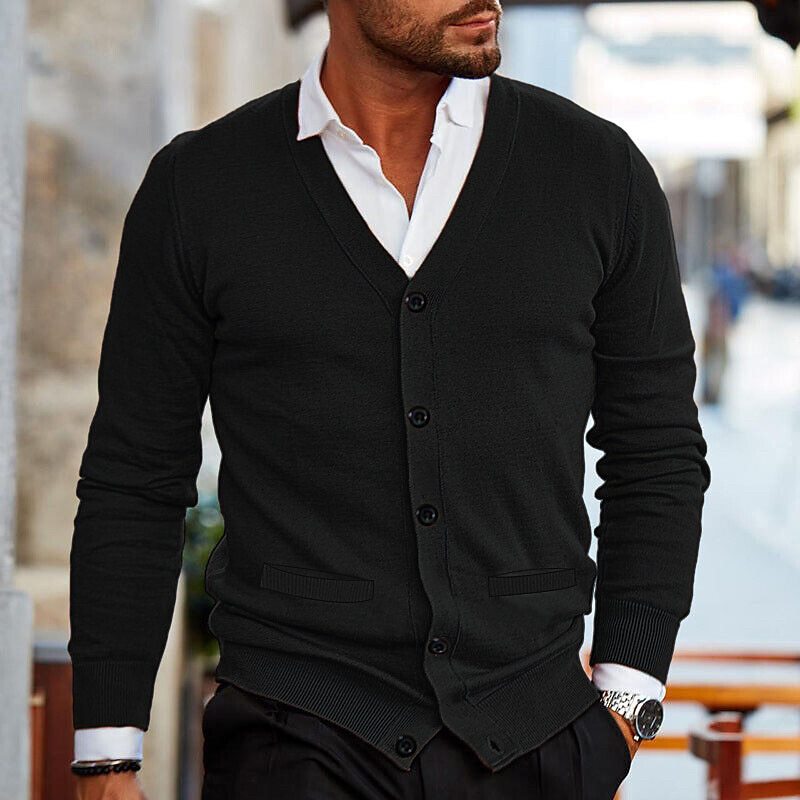 Cedric - Men's V Neck Button Up Cardigan