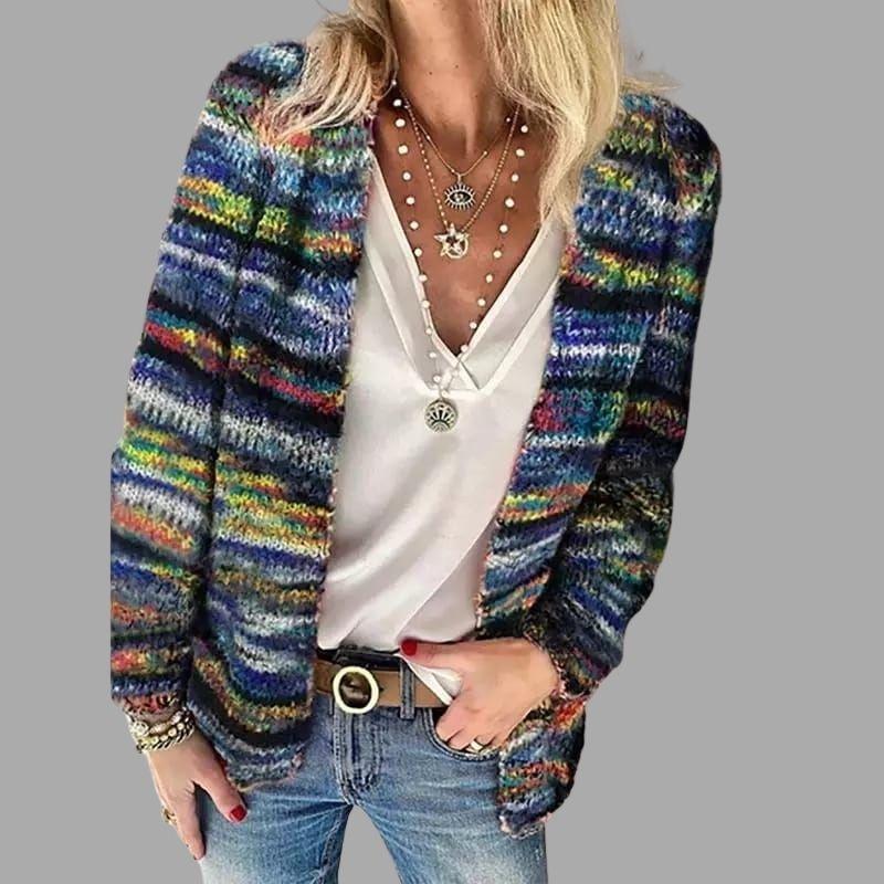 Cleo - Women's Striped Knit Cardigan