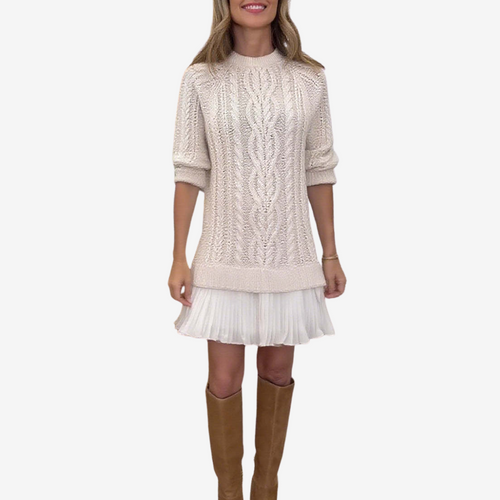 Delia - Women's Ribbed Knit Sweater Dress
