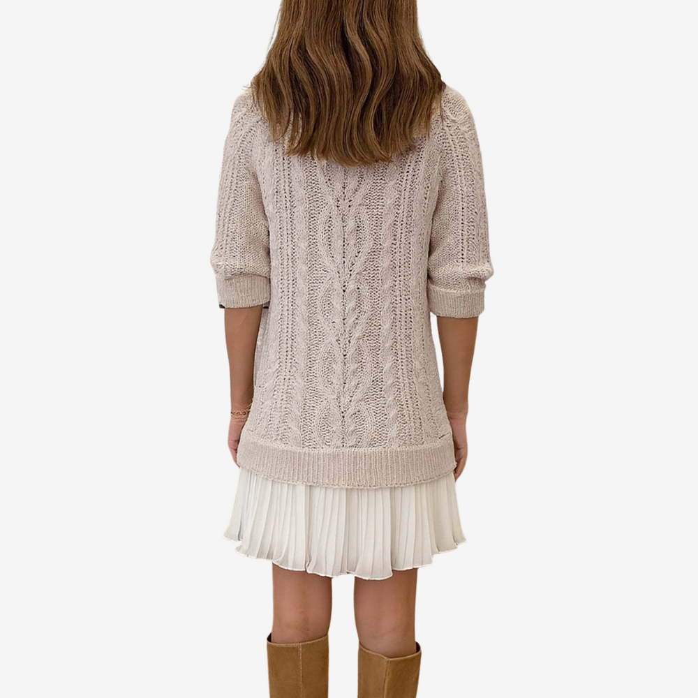 Delia - Women's Ribbed Knit Sweater Dress