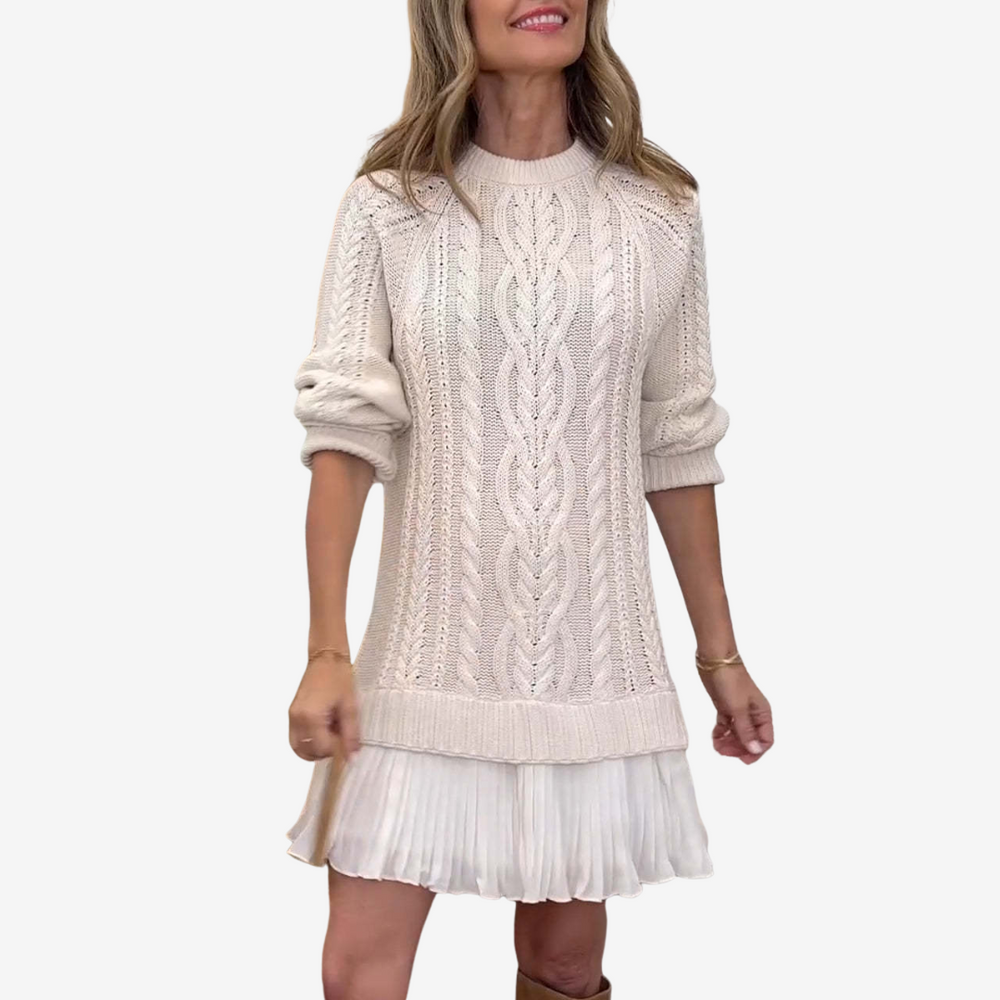 Delia - Women's Ribbed Knit Sweater Dress