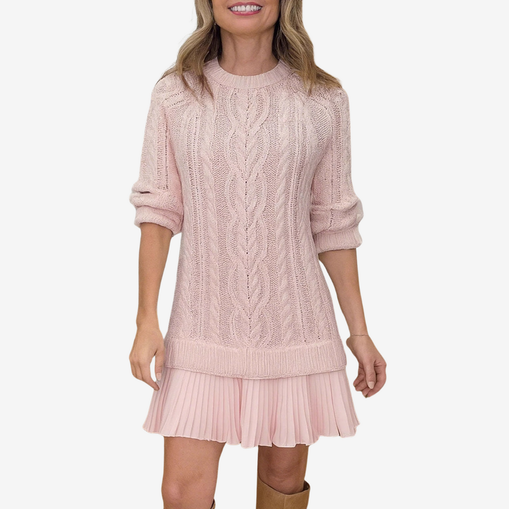Delia - Women's Ribbed Knit Sweater Dress