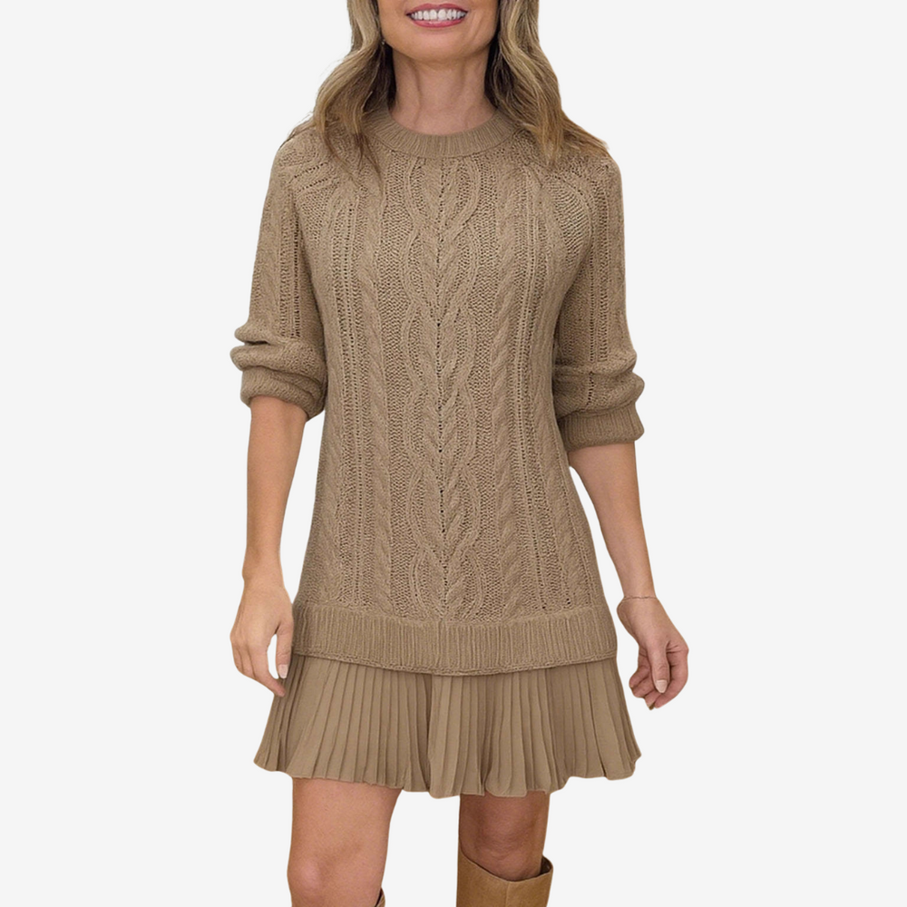 Delia - Women's Ribbed Knit Sweater Dress