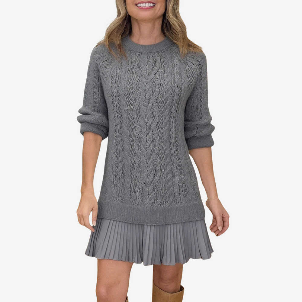 Delia - Women's Ribbed Knit Sweater Dress
