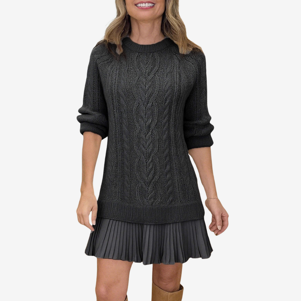 Delia - Women's Ribbed Knit Sweater Dress