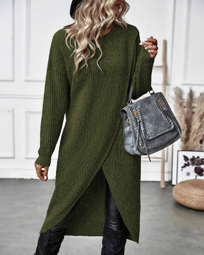 Elodie - Women's Wrap Knit Sweater Dress