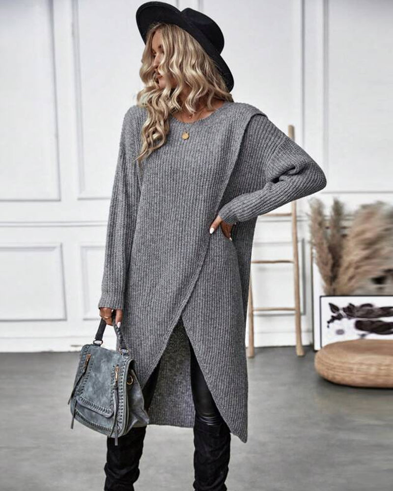 Elodie - Women's Wrap Knit Sweater Dress