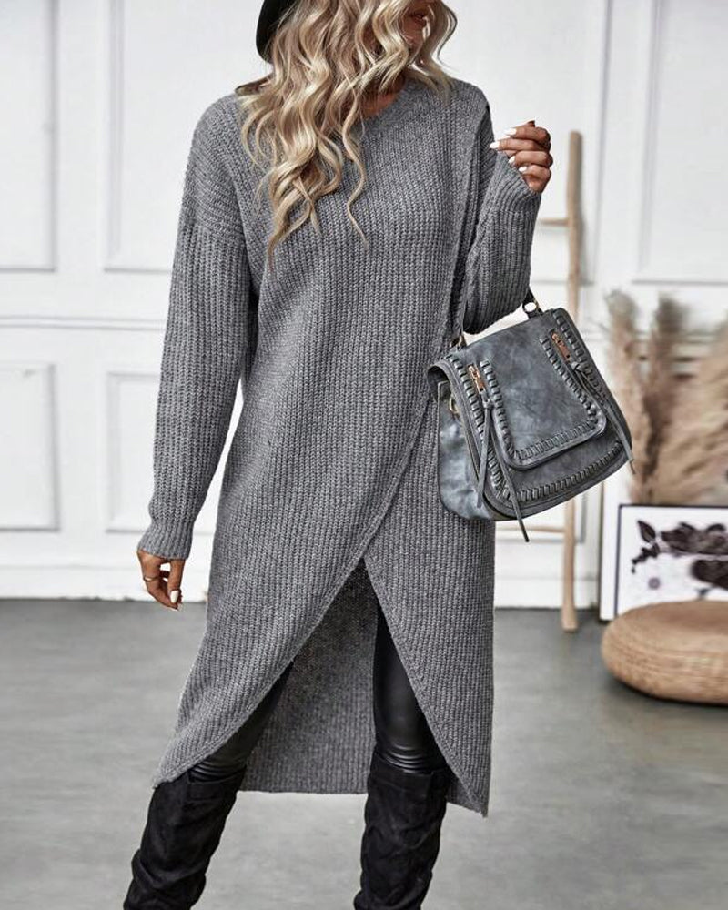 Elodie - Women's Wrap Knit Sweater Dress