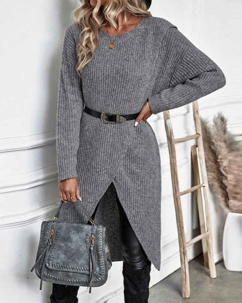 Elodie - Women's Wrap Knit Sweater Dress