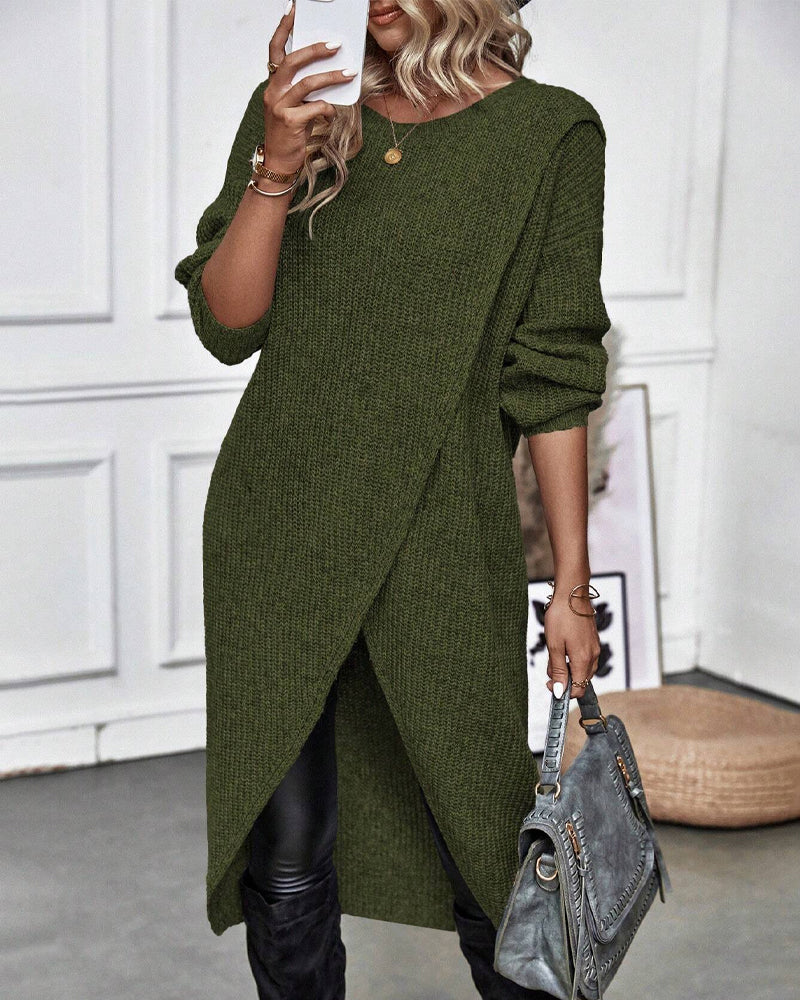 Elodie - Women's Wrap Knit Sweater Dress