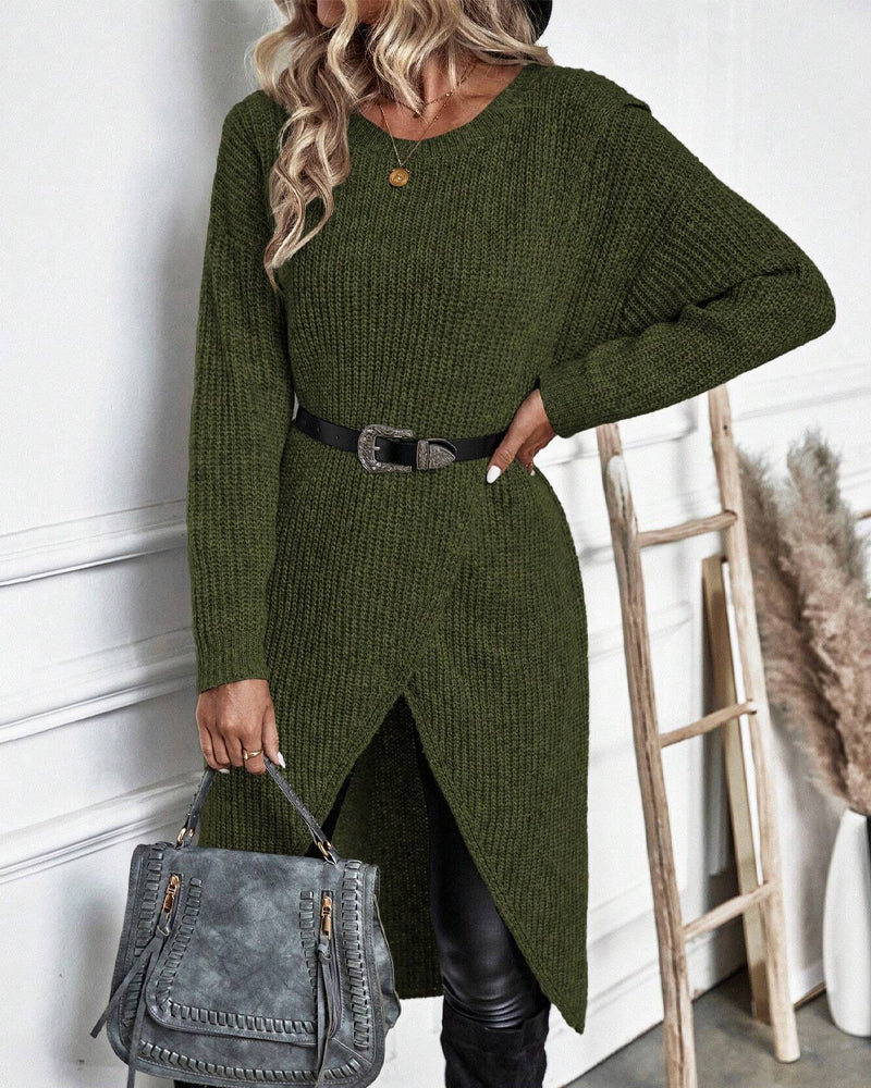 Elodie - Women's Wrap Knit Sweater Dress