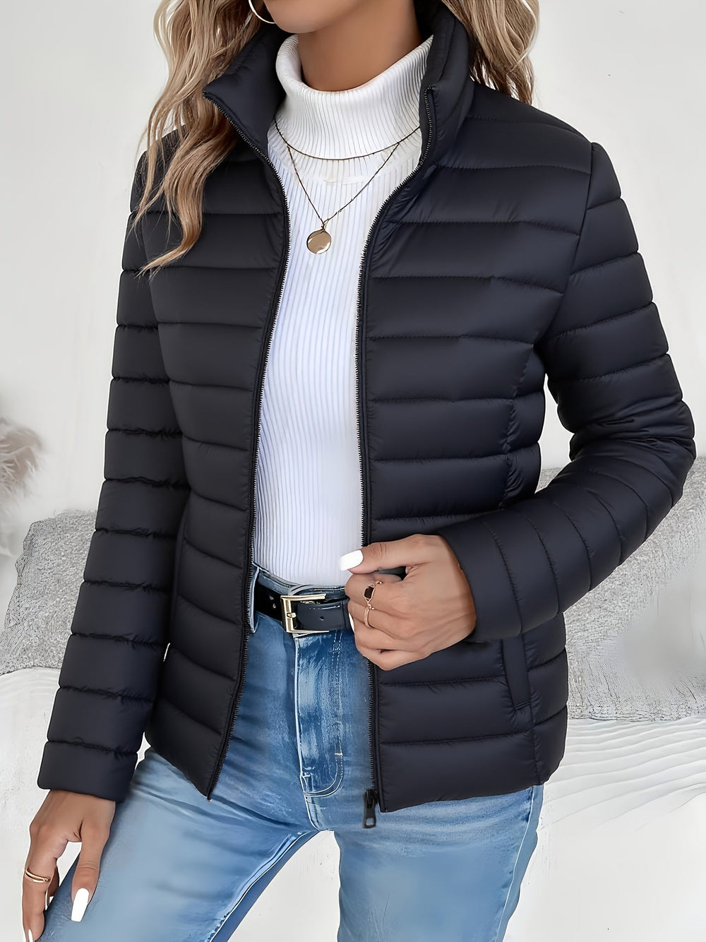Imogen - Women's Stand Collar Quilted Jacket