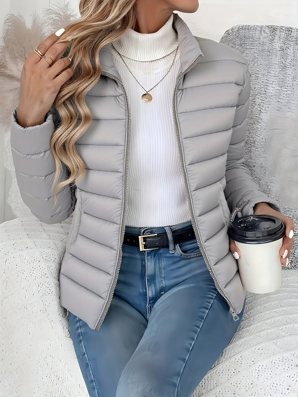 Imogen - Women's Stand Collar Quilted Jacket
