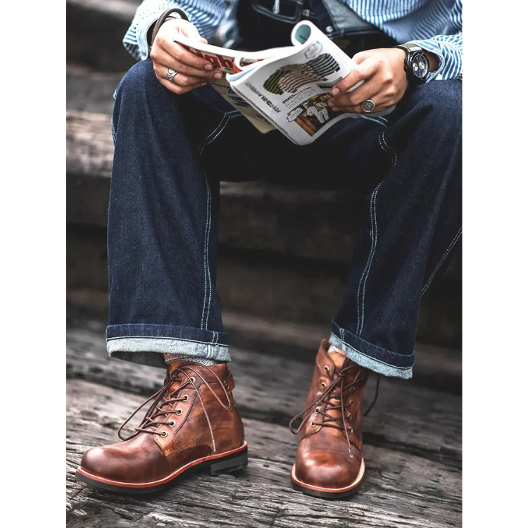 Julian - Men's Brown Leather Ankle Boots